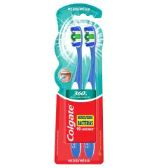 Colgate Cepillo Dental 360 Limpieza Completa Suave x Pack (2 Piezas)