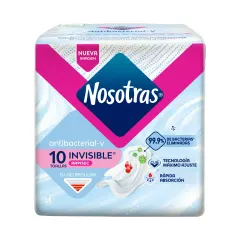 Nosotras Antibacterial Invisible Cubierta Rapigel x 10 Toallas