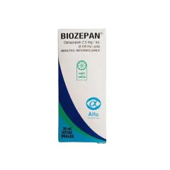 Biozepan 2.5 mg / ml Gotas Orales x 20 ml Clonazepam Psico