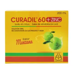 Curadil 60 + Zinc Suero Bebible x 200 ml Sales De Rehidratacion Oral