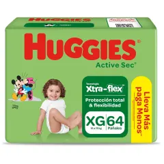 Huggies Pañales Active Sec Talla Xg x Paq (64)