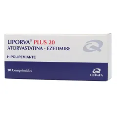 Liporva Plus 20 20 mg / 10 mg Atorvastatina Ezetimibe