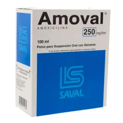 Amoval 250 mg / 5 ml Suspension x 100 ml Amoxicilina