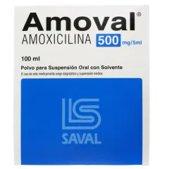 Amoval 500 mg /5 ml Suspension x 100 ml Amoxicilina
