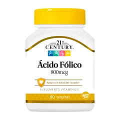 Acido Folico 800 mcg 21 St Century Frasco x 90 cap
