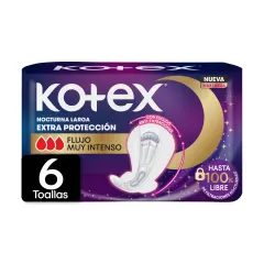 Kotex Nocturna Larga Extra Proteccion x Paq <6>