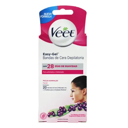 Veet Easy Gel Banda De Cera Depilatoria Facial x Caja (20)