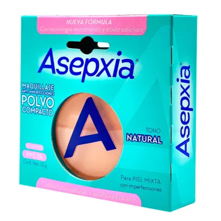 Asepxia Maquillaje Polvo Compacto Tono Natural x 1 Pieza (10 g)
