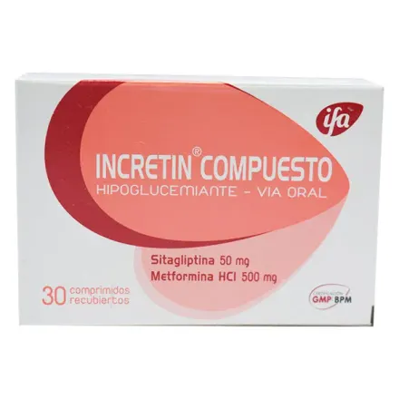 Incretin Compuesto 50 mg / 500 mg Sitagliptina / Metformina
