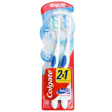 Colgate Cepillo Dental 360 Sensitive Pro Alivio Extra Suave x Pack (2 Piezas)