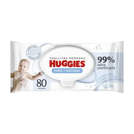 Huggies Wipes Puro & Natural (Recien Nacido) x Paquete (80)
