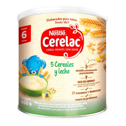 Cerelac 5 Cereales Y Leche x 400 g