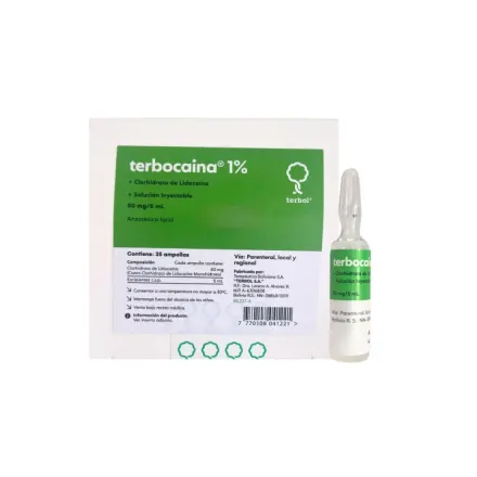 Terbocaina 1 % Iny Im Id (5 ml) X25 amp Agua Anestesica