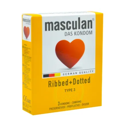 Masculan Type 3 Ribbed + Dotted Condon x Caja (3)