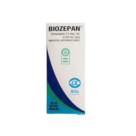 Biozepan 2.5 mg / ml Gotas Orales x 20 ml Clonazepam Psico