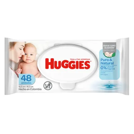 Huggies Toallitas Humedas Puro Y Natural x Paq (48)