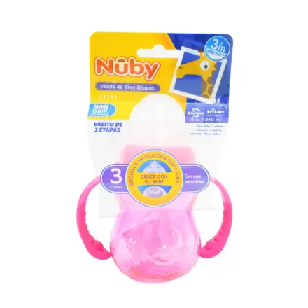 Nuby Vasito Tres Etapas Con Tetina 8 Oz 3m+ Lc1748 x 1 Pieza