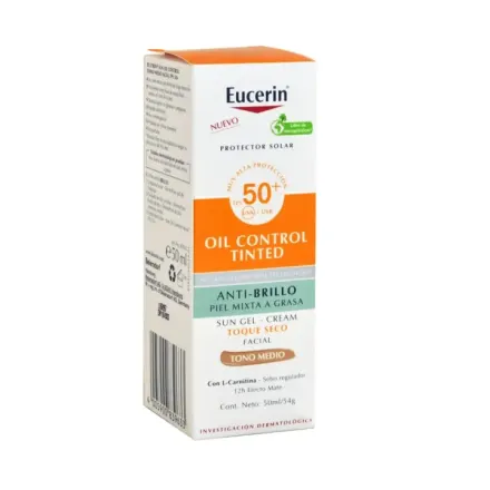 Eucerin Protector Solar Oil Control Tinted 50+ Fps Tono Medio x 50 ml