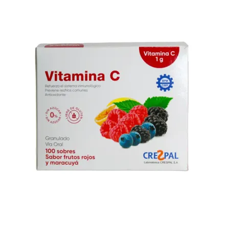 Vitamina C 1 g Granulado Frutos Rojos Crespal