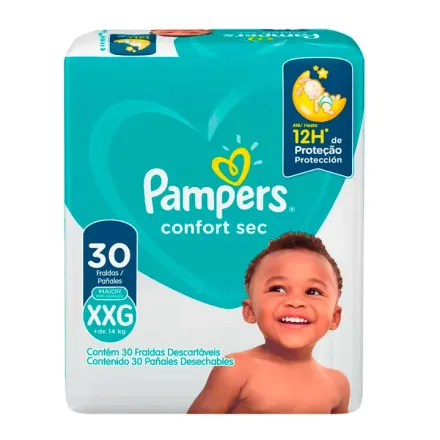 Pampers Pañales Confort Sec Talla Xxg x 1 Paq Doble (60 Pañales)