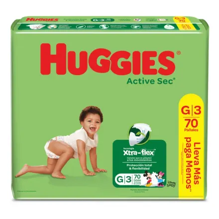 Huggies Pañales Active Sec Talla g x Paq (70)