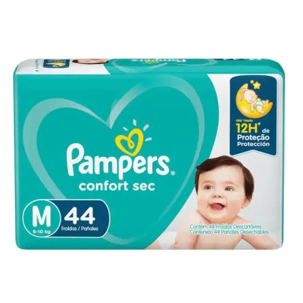 Pampers Pañales Confort Sec Talla M x 1 Paq Doble (88 Pañales
