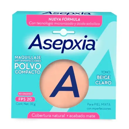 Asepxia Maquillaje Polvo Compacto Beige Claro x 10 g