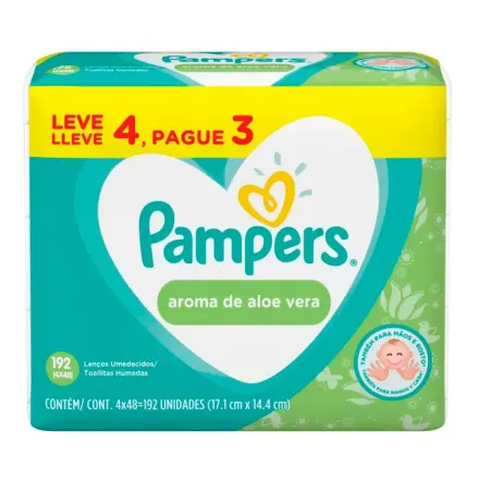 Pampers Toallitas Humedas Aroma De Aloe Vera x Oferta (4 Paq De 48 U)