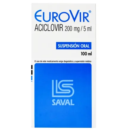 Eurovir 200 mg / 5 ml Suspension x 100 ml Aciclovir