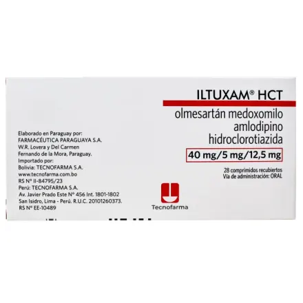 Iltuxam Hct 40 mg / 5 mg / 12.5 mg Olmesartan / Amlodipino / Hidroclorotiazida
