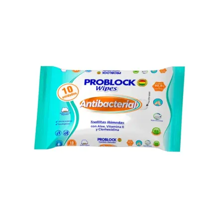 Problock Wipes Anti Bacterial x Paq (10)