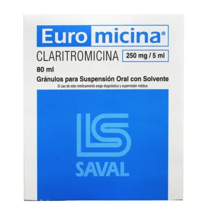 Euromicina 250 mg / 5 ml Suspension x 80 ml Claritromicina