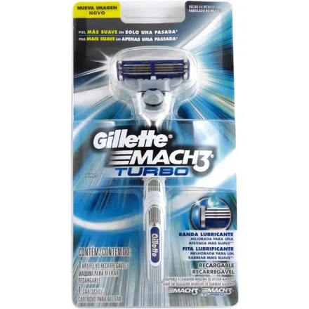 Gillette Mach3 Turbo Maquina Para Afeitar Recargable x 1 Pieza