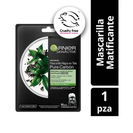 Garnier Mascarilla En Tela Puro Carbon x 28 g