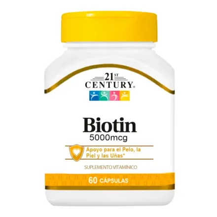 Biotin 5000 mcg 21 St Century Frasco x 60 cap