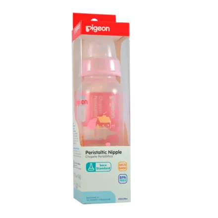 Pigeon Biberon Plastico Flexible Rosa x 240 ml / 8 Oz Mamadera