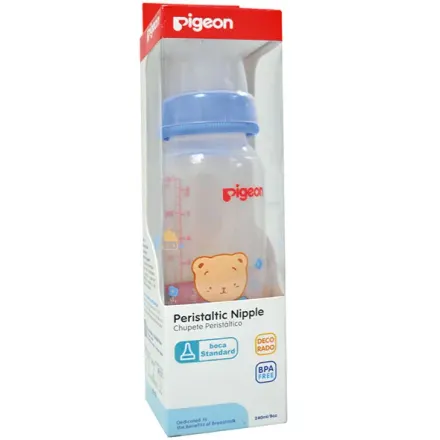 Pigeon Biberon Plastico Flexible Celeste Elefante x 240 ml / 8 Oz Mamadera