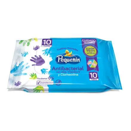 Pequeñin Toallitas Humedas Antibacterial x Paq (10)
