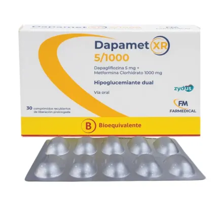 Dapamet XR 5 / 1000 mg Dapagliflozina / Metformina Clorhidrato