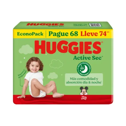 Huggies Pañales Active Sec Talla Xxg x Paq <74>