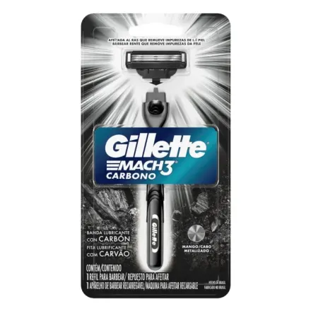 Gillette Mach3 Carbono Maquina Para Afeitar Recargable x 1pieza