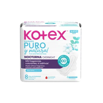 Kotex Toallas Femeninas Cuidado Puro Y Natural Nocturna x Paq (8)