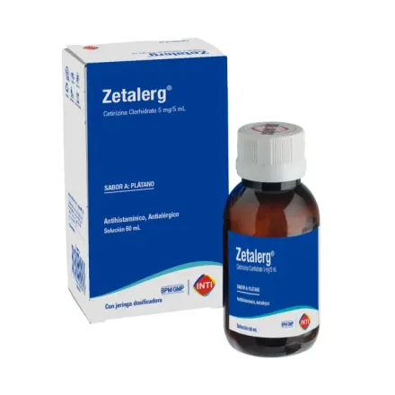 Zetalerg 5 mg / 5 ml Solucion Sabor Platano x 60 ml Cetirizina Clorhidrato