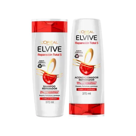 Elvive Shampoo + Acondicionador Reparacion Total 370 ml x 1 Pack