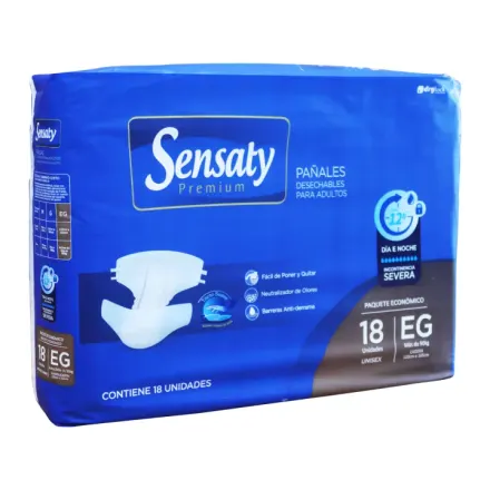 Sensaty Pañales Para Adulto Talla Extra Grande (Eg) x Paquete <18>