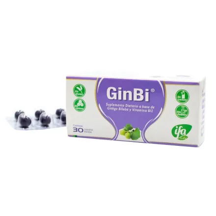 Ginbi 100 mg / 0,6 mg x 30 cap Ginkgo Biloba / Vitamina B12